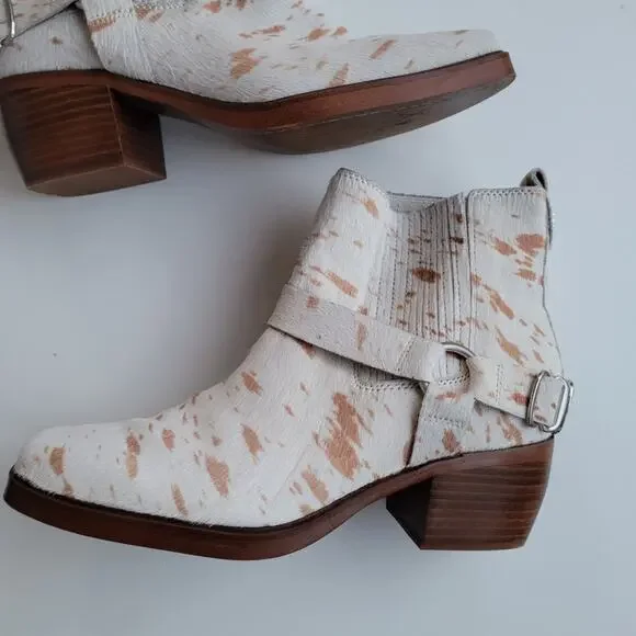 Sam Edelman Bellamie Calf Hair Western Booties in size 9.5 Ivory Brahma - Picture 5 of 12